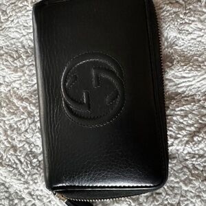 Gucci Leather Wallet Black GG Cellarius Design - Women Collection 351486.2184.